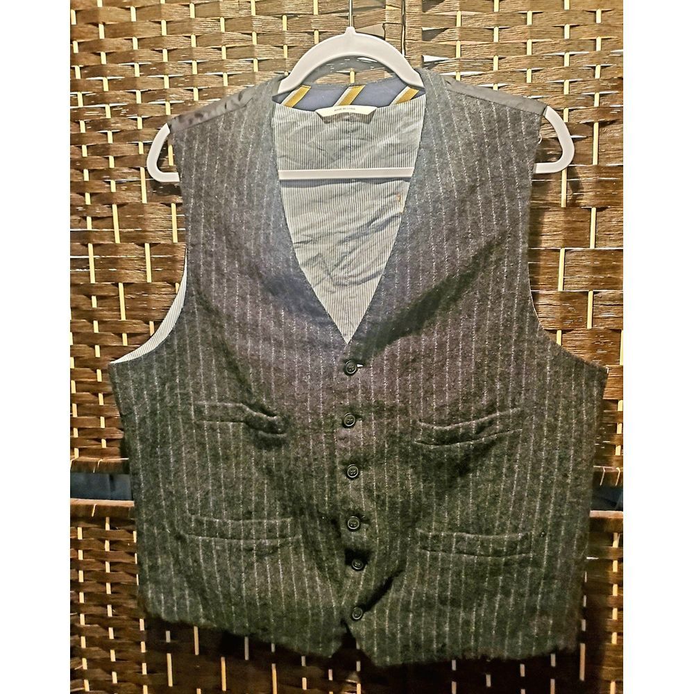 Merona Pinstripe Wool Blend 6 Button Close Men's Grey Size Large